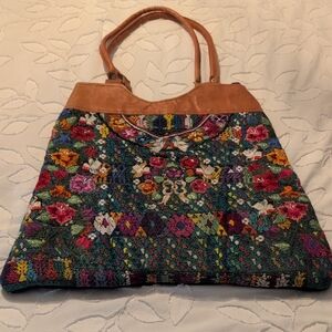 Floral Embroidered Tote Bag